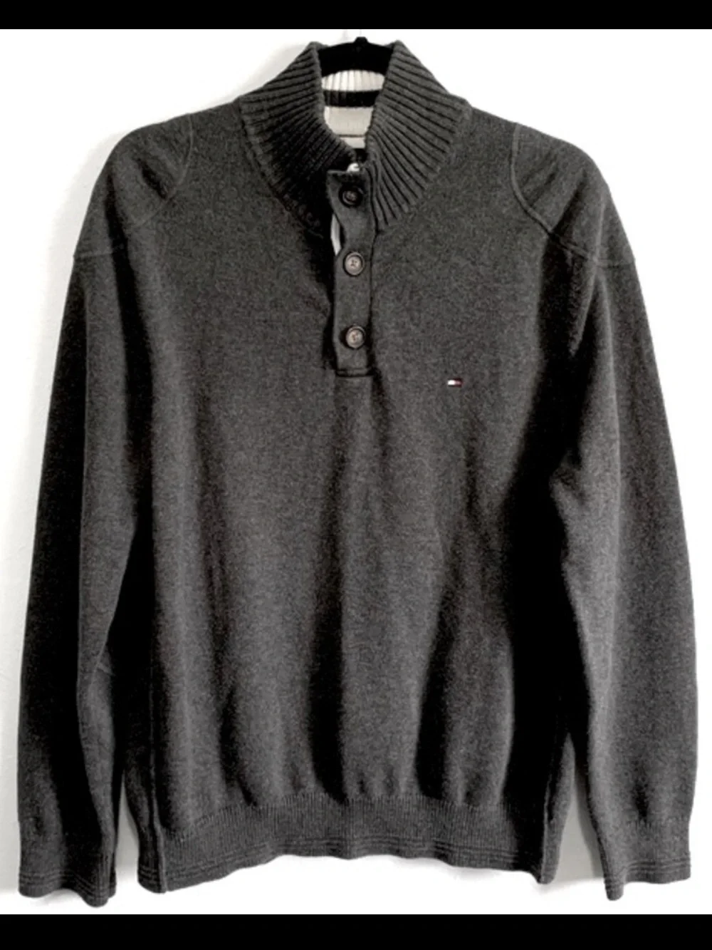 Tommy Hilfiger Grey Mock Neck Knit Sweater
